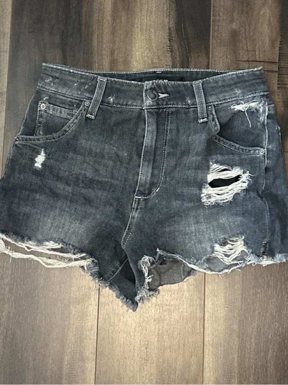 Joe's Jeans Distressed Dark Gray Denim Shorts